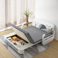 Sofá de Tela Gris Escandinavo con Cajón de Almacenamiento, Sofá Cama Convertible para Espacios Pequeños en la Sala de Estar