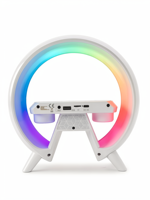 Enceinte Bluetooth 5.3 RGB avec station de charge sans fil, audio multifonctionnel de bureau avec lumière LED pour la maison et le bureau