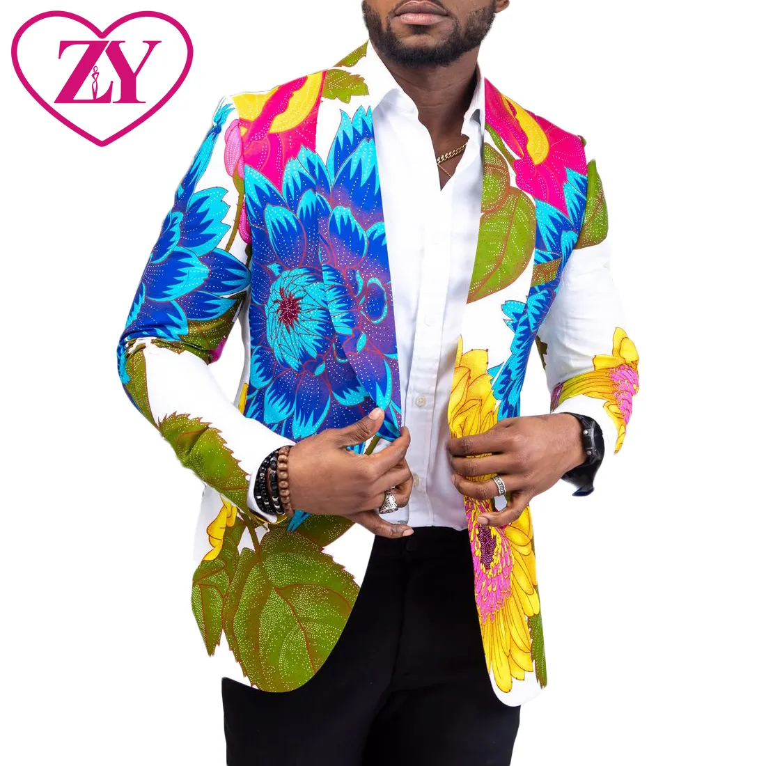 New Trending Fashion Floral African Print Suit Blazer Suit Jacket for Men Clothing