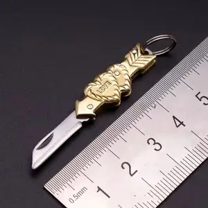 Werbe klapp Messing Schlüssel bund Klinge Messer Geschenk Mini Taschen messer für kleines Werkzeug