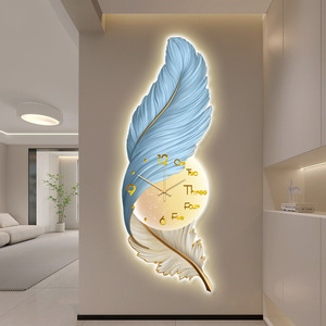 Haute qualité créatif plume tenture murale <span class=keywords><strong>art</strong></span> horloge porcelaine <span class=keywords><strong>peinture</strong></span> murale pour la décoration de la chambre - Product Image 3