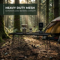 Table de camping pliable en treillis métallique avec logo personnalisé, table portable d'extérieur pour foyer, barbecue, pique-nique, plage, cuisine