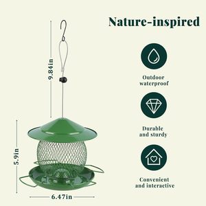 Mangeoire à oiseaux en métal résistante aux intempéries et aux écureuils Oniya, facile à nettoyer et à remplir, avec chaîne de suspension pour l'extérieur - Product Image 2