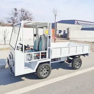 Nuevo tipo de carro para el transporte de carga de cuatro ruedas eléctrico de tracción plana de camiones de mano Tansporter de autodescarga hidráulica