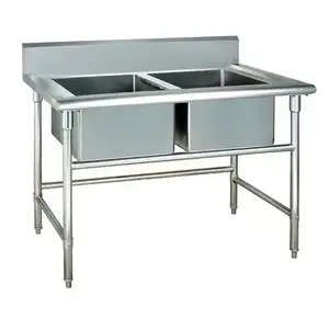 Restaurant Kitchen Equipment Workbench Double Sink Stainless Steel Square Modern Steel Single Bowl Hand Made Apron Kitchen Sink