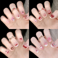 Ongles à presser longs en forme de stiletto, motif léopard de haute qualité, faits main, avec fleurs en gel 3D et perles dorées