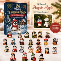 Nouveauté : Calendrier de l'Avent Pingouin avec pendentifs en acrylique et boîte surprise pour le compte à rebours de Noël