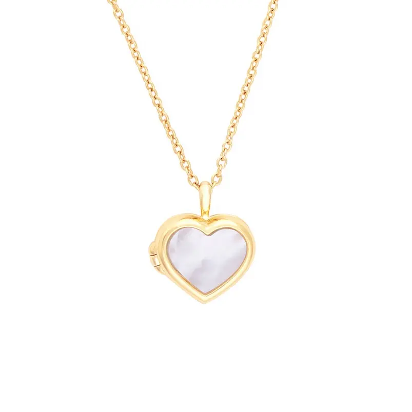 Gemnel luxury latest gold necklace mother of pearl heart pendant for girls