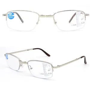 Популярные заводские прямые продажи прогрессивные линзы очки оправа металлические складные очки для чтения с чехлом