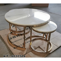 Ensemble de tables basses modernes de luxe nordique, cadre en acier inoxydable, plateau en marbre, 3 pièces, tables basses gigognes pour salon