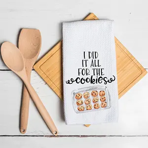 Don't Stop Believing Icecream Doughnut Pun Saying Waffle Tea Towel Holiday Kitchen Decor Gift Dish Towel