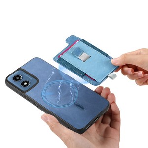 Étui <span class=keywords><strong>de</strong></span> téléphone magnétique au toucher doux, détachable, avec texture croisée, porte-cartes coulissant, fin, anti-rayures, pour <span class=keywords><strong>MOTO</strong></span> G Play 2024 4G - Product Image 6