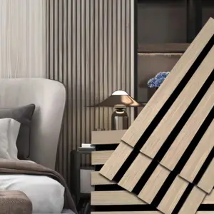 Fornecedores de fábrica painéis de parede acústicos de madeira de carvalho natural modelo de madeira maciça à prova de som