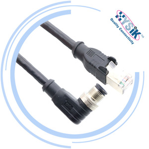 สายเคเบิลอีเธอร์เน็ต M12 4 ขา แบบ D-Code ตัวผู้ ตัวเมีย แบบสองด้าน หุ้มด้วย PVC สำหรับตัวเข้ารหัส เซ็นเซอร์ กล้อง โฮสต์เครือข่าย Profinet - Product Image 5