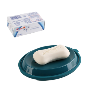 Màu xanh hải quân có thể tháo rời Hộp xà phòng hình bầu dục với cơ sở Silicone chống trượt cho phòng tắm - Product Image 1