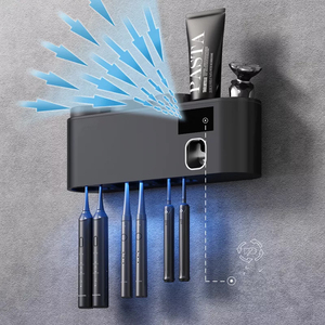 Juego <span class=keywords><strong>de</strong></span> accesorios para baño, <span class=keywords><strong>dispensador</strong></span> <span class=keywords><strong>de</strong></span> <span class=keywords><strong>pasta</strong></span> dental montado en la pared con soporte <span class=keywords><strong>uv</strong></span> para cepillo <span class=keywords><strong>de</strong></span> dientes - Product Image 3