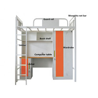 Lit double superposé en acier et métal, pour étudiants, chambre à coucher, dortoir, avec table d'étude et bureau pour adultes