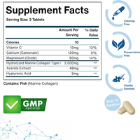 Comprimés de Peptides de Collagène Éclaircissant la Peau, Complément en Comprimés à la Vitamine C, Antioxydants, L-Glutathion et Collagène Marin pour la Peau