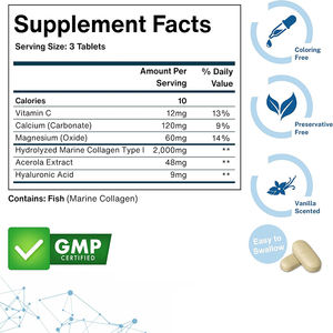 त्वचा सफेद कोलेजन पेप्टाइड्स टैबलेट पूरक विटामिन सी एंटीऑक्सिडेंट एल-ग्लूटाथियोन समुद्री कोलेजन टैबलेट त्वचा के लिए - Product Image 2