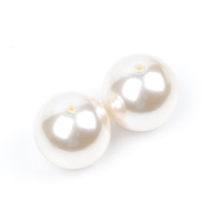 Perles rondes en plastique ABS de grande taille YWJC 30 mm 40 mm avec trou, blanches, imitation perle ABS