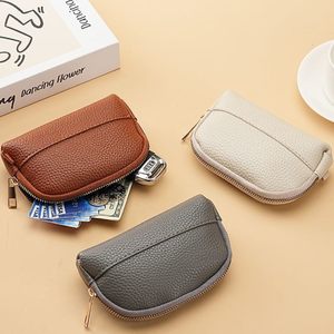 <b>Vintage</b> Hot-selling PU Leather Zippercoin Bags Pouch Exquisite <b>Key</b> Pouch Mini Handheld Card Holder Durable Car <b>Key</b> Holder - Product Image 1