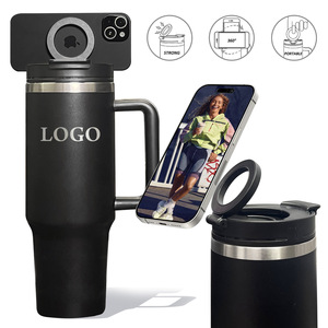 Insulated Magnetic 40 oz Tumbler with Handle Reusable Stainless Steel Water Bottle with MagSafe 360 Rotate Phone Holder - Product Image 5