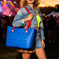 Sac fourre-tout DIY polyvalent en EVA, sac à bandoulière léger à ouverture supérieure, sac à main portable, sac à bandoulière imperméable à blocs de couleur