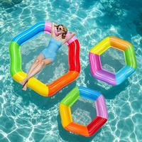 Fauteuil flottant gonflable hexagonal multicolore en maille pour piscine, chaise flottante à couleurs variées pour plage et fêtes aquatiques