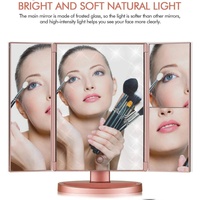 Miroir de Maquillage Trifold avec Lumières et Grossissement 2026 – 22 LED – Idéal Cadeau Femme – Vente en Gros