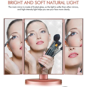 2026 Wholesale Vanity Mirror with Lights Magnification Trifold Makeup Mirror 22 LED Lights Women Gift Led Makeup Mirror - Product Image 2