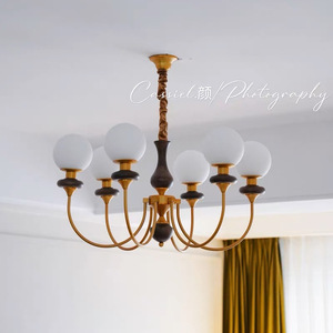 Vintage Nanyang Style Solid Wood French Retro American Magic Bean Lamp Pendant Chandelier for Bedroom <b>Dining</b> Room Study Living - Product Image 5