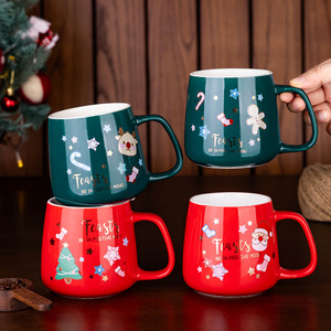 Christmas Cartoon Ceramic <b>Mug</b> 400ml Screen Printing Holiday Gift For Couple - Product Image 1