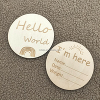 Cartes de jalons en bois, disques décoratifs « Hello World » pour la chambre de bébé, panneau d'annonce de naissance pour nouveau-né