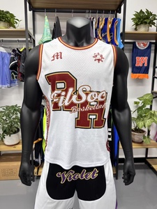Seragam Basket Pria Lengan Pendek Cepat Kering dan Bernapas, Pakaian Olahraga Musim Panas, Produsen Pakaian Olahraga - Product Image 4