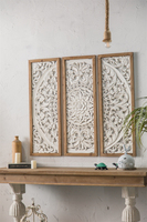 Décoration de maison unique faite à la main éléments de panneaux muraux en bois blanc antique mixte bois sculpté mariage Art carré décoration murale en bois