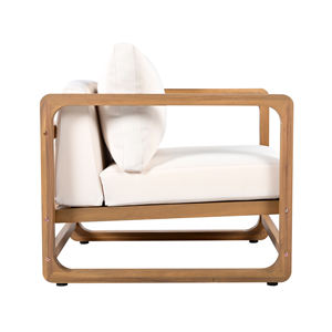 Chaise longue d'extérieur en bois d'acacia de qualité supérieure - <span class=keywords><strong>Christopher</strong></span> Knight Home, siège surdimensionné avec coussin blanc, mobilier de patio durable - Product Image 5