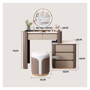 Table de maquillage modulaire extensible en bois massif de luxe moderne avec lumières <span class=keywords><strong>LED</strong></span>, <span class=keywords><strong>miroir</strong></span>, pour chambre à coucher, salon, hôtel - Product Image 2