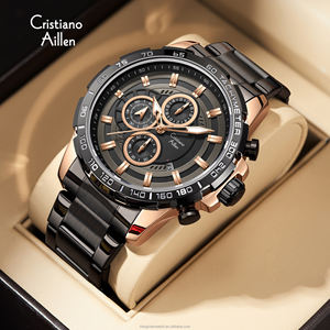 Montre homme Cristiano Aillen, mode moderne, acier inoxydable, alliage, quartz, business, vintage, étanche, lumineuse - Product Image 4