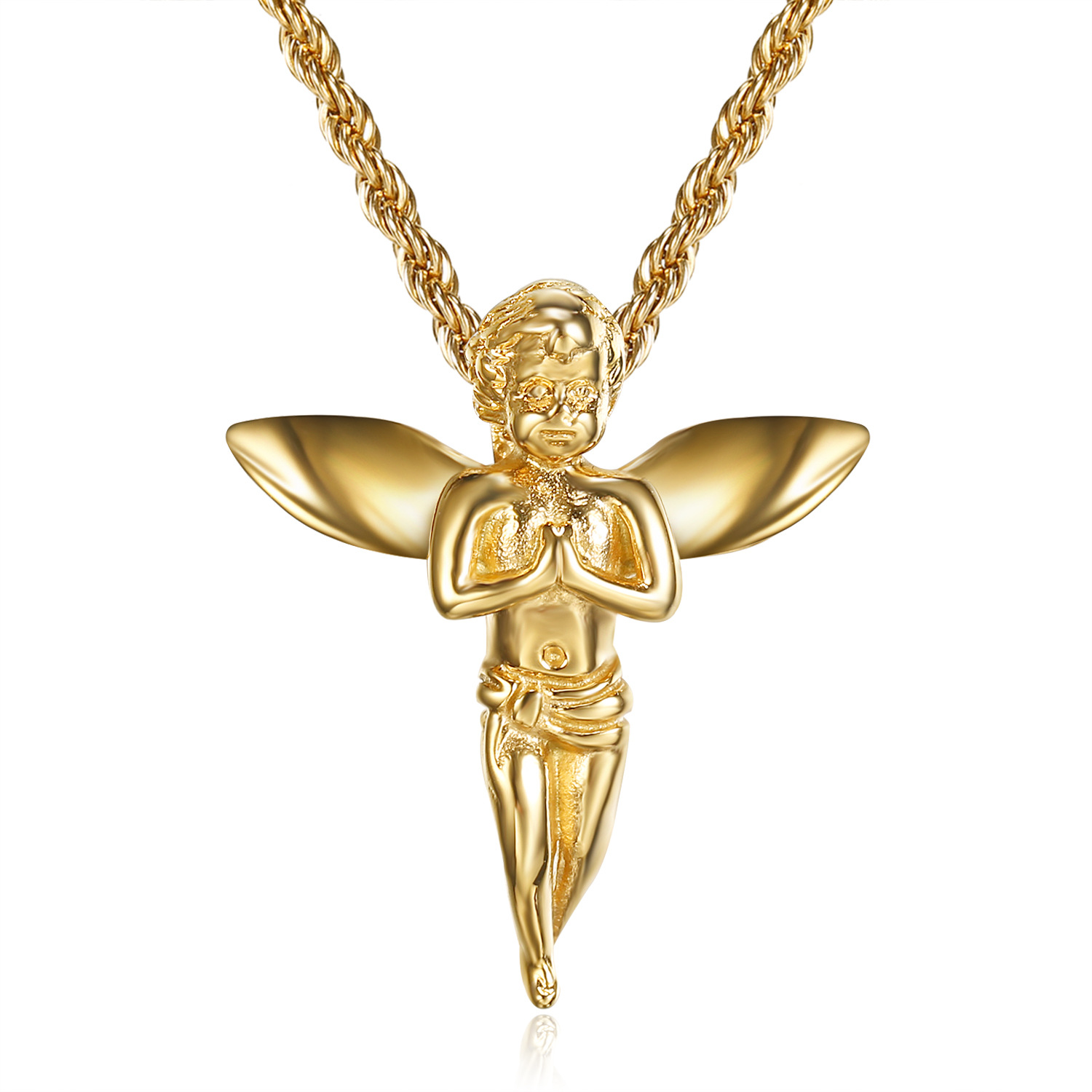 Yiwu Daicy New Arrival Stainless Steel Angel Pendant Titanium Steel Gold Plated Hip Hop Pendant