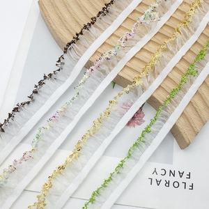 ZSY 1.7cm-<span class=keywords><strong>2</strong></span>.3cm Simli Dantel Şerit Giysi İç Giyim Elbise Elastik Bant Şerit Kemer Pul Payetli Pileli Fırfırlı Süsleme Dantel - Product Image 1