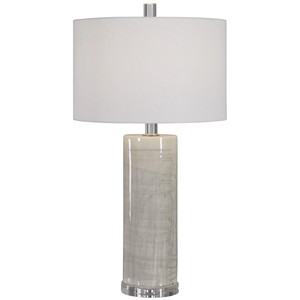 White Ceramic Jar & Brass Base Modern Classic Table Lamp | Timeless Neutral <b>Lighting</b> for Hotel <b>Lounge</b> & Feature Space - Product Image 3