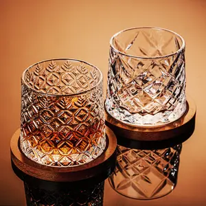 ויסקי רוטרי כוסות זכוכית מיושנת 9 עוז, זכוכית וויסקי קריסטל צלולה