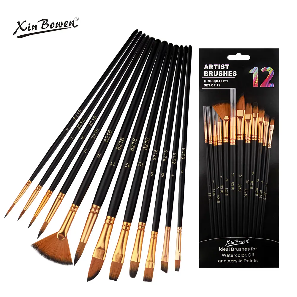 XinBowen pincel arte literary art brush 12 oil brush quality watercolor oil painting artist brush set