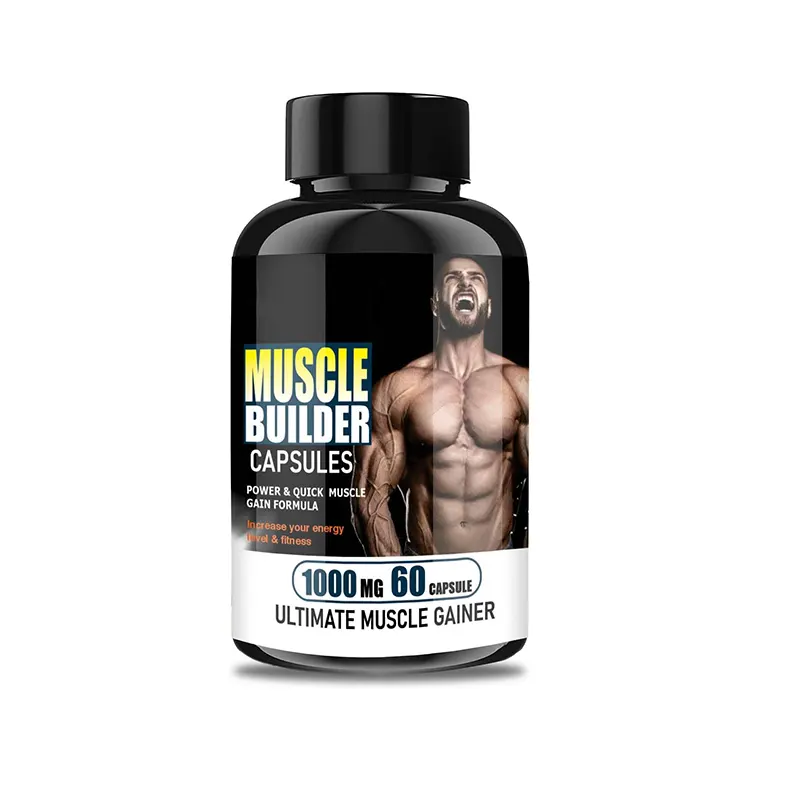 Oem Vegan 60 Cápsulas Quick Muscle Growth Builder Píldoras de Aumento de Peso Para Hombres Energy Pre Suplementos de Entrenamiento