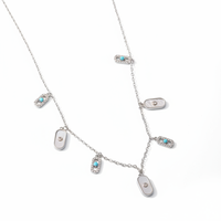 Collier en cuivre plaqué or et argent, personnalisé en usine, avec incrustations de coquillages, de turquoise et de zircon, pendentif délicat pour femme, cadeau de bijoux