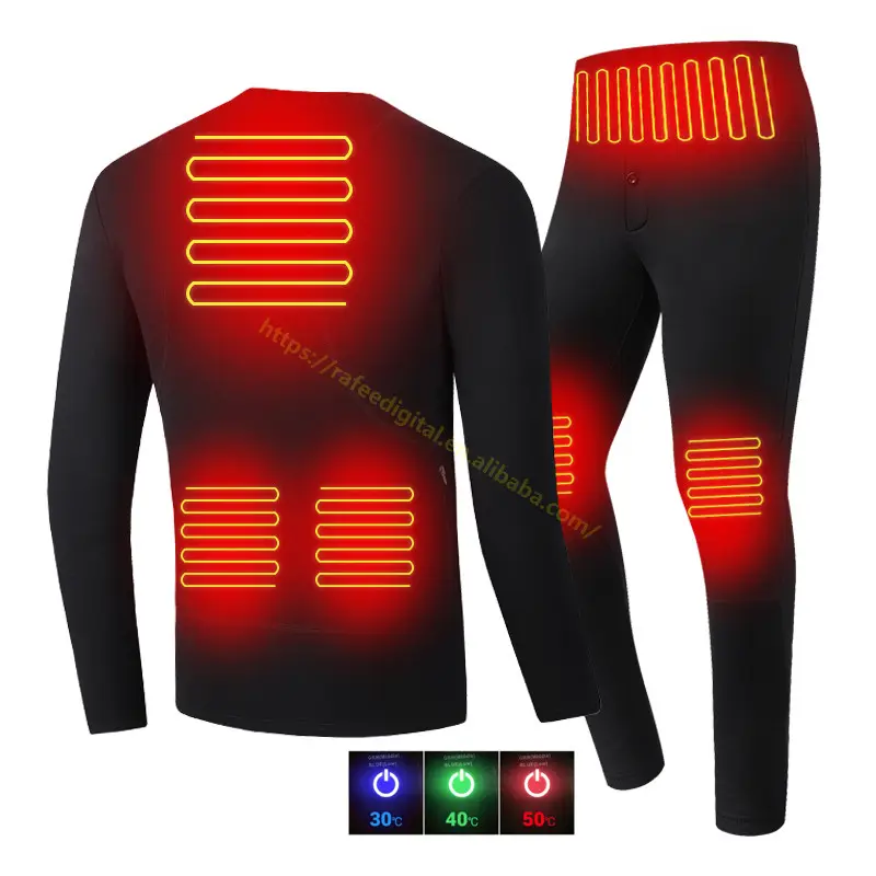 Heating Tech Washable Winter Clothing Warm Men Women Long Sleeve T Shirts USB Electric Heated Thermal Underwear Set With Pants