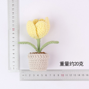 Fleurs <span class=keywords><strong>de</strong></span> tulipes en crochet faites à la main, plantes artificielles miniatures tricotées, décoration <span class=keywords><strong>de</strong></span> bureau, cadeaux pour <span class=keywords><strong>l</strong></span>'anniversaire des enseignants, la fête des mères 2026 - Product Image 4