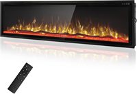 Kalsubo Cheminée électrique murale encastrée de 72 pouces avec cadre ultra-fin, lit de flamme en cristal effet bois, double puissance 750W 1500W