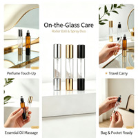 Flacons en verre 2-en-1 de 10 ml avec bille roulante et pulvérisateur, flacons en verre vides rechargeables à double embout, mini flacons de voyage portables roll-on et spray