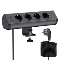 Multiprise de bureau standard UE avec USB-C PD 18W, USB-A et 4 prises Schuko AC, prise de table encastrée dissimulée pour mobilier de bureau